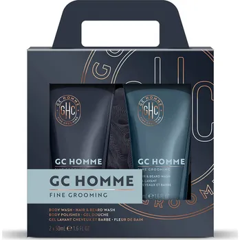Kosmetická sada Grace Cole GC Homme - mini sada s péčí o tělo, 3 ks sada s tělovou houbičkou, mýdlem a mycím gelem na vlasy a vousy v dárkové krabičce