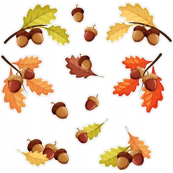 Obraz PODZIMNÍ DEKORACE NA OKNO / NA NÁSTĚNKU - ŽALUDY (oboustranné) - LearnHow