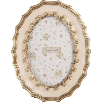 Rám na obraz Béžový antik fotorámeček se zlatým zdobením - 16*2*21 cm / 10*15 cm