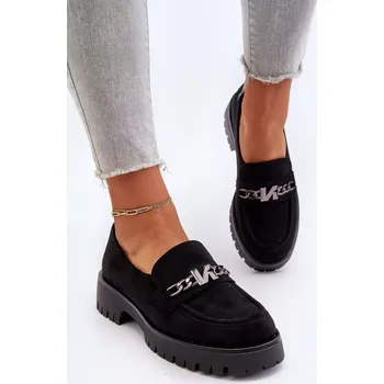 Dámské mokasíny Dámské semišové mokasíny s ozdobou, černá, Loraleima 38