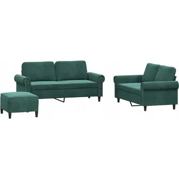 Sedací souprava Sametová sedací souprava pro 2 osoby, tmavě zelená, 172 x 77 x 80 cm