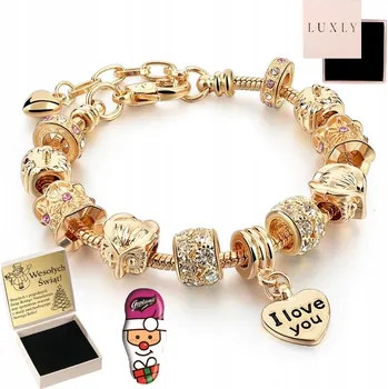 Obraz DÁMSKÝ ZLATÝ MODULÁRNÍ NÁRAMEK NA PŘÍVĚSKY 585 GRAVÍROVÁNÍ DÁREK NASTAVITELNÝ