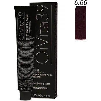 Barva na vlasy OiVita39 Hair Color Cream with Ammonia 6.66 - Profesionální krémová barva na vlasy s amoniakem 100 ml