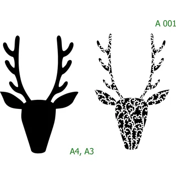 Plastová šablona pro malování - Vánoce - Jeleni (A001) - A3 , Lepící fólie