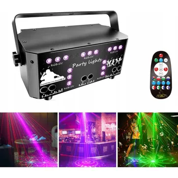 Osvětlovací technika LASER 21 RGB DMX ZÁVĚSNÝ NA ZEĎ 230V DÁLKOVÉ OVLÁDÁNÍ STROBO DISCO BAR KLUB