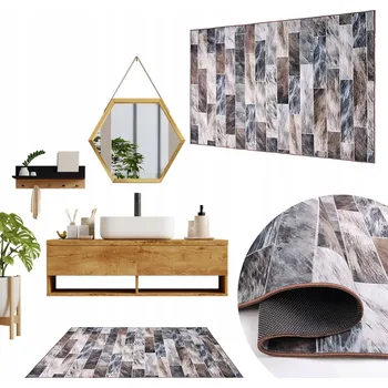 Koberec PROTISKLUZOVÝ KOBEREC DO CHODBY NEBO KOUPELNY 50 x 80 CM, HNĚDÝ, MODERNÍ, PRATELNÝ