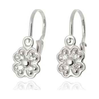 Náušnice Stříbrné náušnice čtyřlístek s čirými zirkony STNAD160F