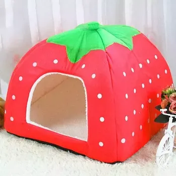 Pelíšek pro psa TopTechnology Zmenšovací skládací pelíšek pro domácí zvířata tvaru jahody, velikost: M (červená)