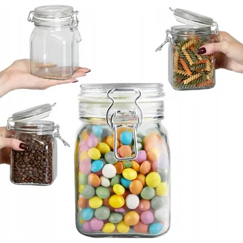 Sklenice SKLENĚNÁ ZAVAŘOVACÍ SKLENICE ČTVEREC S VÍČKEM A TĚSNĚNÍM 750ML