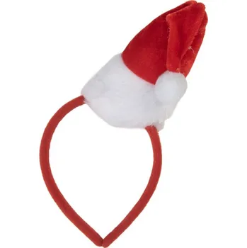 Vánoční ozdoba Vánoční veselá čelenka s červenou čepičkou Santa Claus – 27 cm