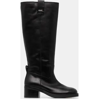 Dámské kozačky Kožené kozačky Karl Lagerfeld BROOKLYN dámské, černá barva, na podpatku, KL41790 KL41790.000 99X, EUR 40