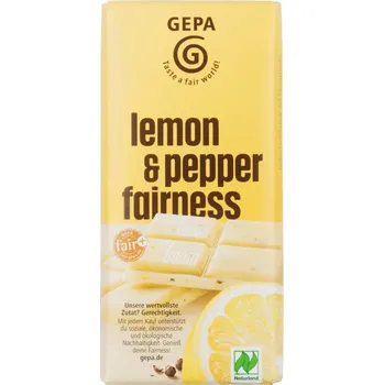 Čokoládová tyčinka Gepa Bio čokoláda jogurtová s citrónovým pepřem 40 g