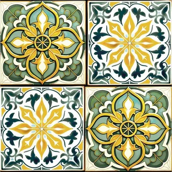 Barevná VODĚODOLNÁ LÁTKA 160cm s ornamentálním vzorem mozaiky na terasa balkon