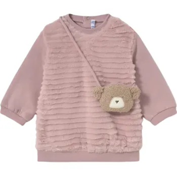 Kojenecké šaty MAYORAL dívčí mikinové šaty + kabelka medvídek růžová vel. 74 cm