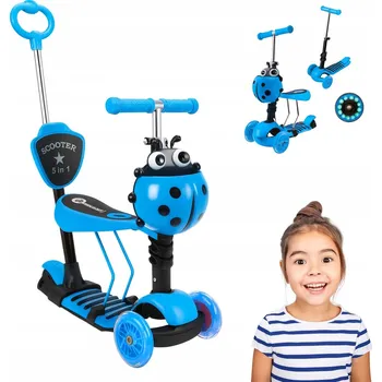 Koloběžka Tříkolová balanční koloběžka pro děti Beruška ODRÁŽEDLO s košíkem 5v1