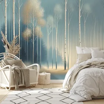 Tapeta Dovido Samolepící tapeta zasněžený les v mlze bílá