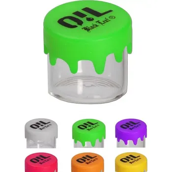 Dóza na potraviny Oil Black Leaf Skleněný kontejner se silikonovým víčkem, 5 ml