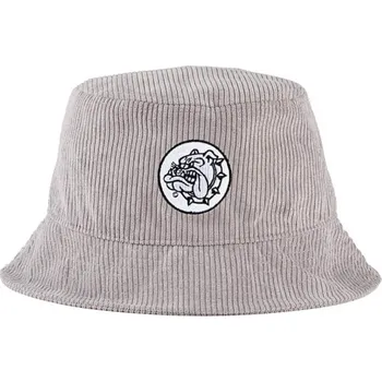 Klobouk Bucket hat s žebrováním v šedé barvě a s vyšívaným logem The Bulldog.