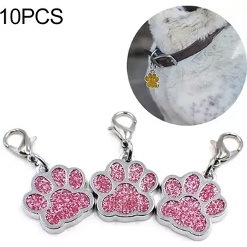 Přívěsek TopTechnology 10 PCS Smaltové přívěsky se otiskem tlapky kočky a psa (růžové)