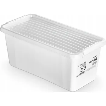 Úložný box Nádoba 8 l bílá s víkem, klipy, BPA free, na potraviny, do skříň, kuchyně