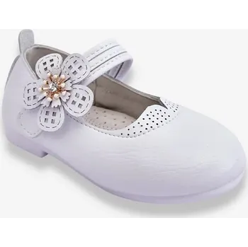 Dívčí polobotky Dětské kožené baleríny s květem bíle Cobi 21