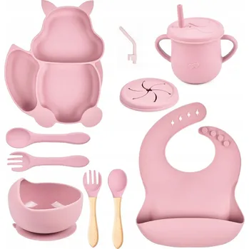 dětská jídelní sada JÍDELNÍ SADA NÁDOBÍ PRO DĚTI K JÍDLU PŘÍBORY SLINTÁK MISKA SILIKONOVÁ