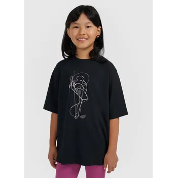 Dívčí oblečení Dětské bavlna tričko 4F černé barvy, velikost 140