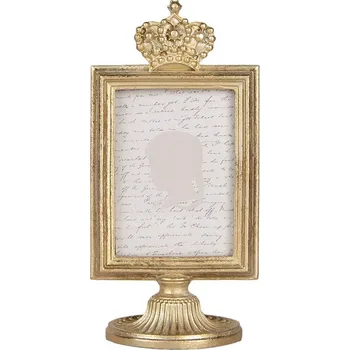 Rám na obraz Zlatý antik fotorámeček na noze zdobený korunkou - 9*6*17 cm / 7*9 cm