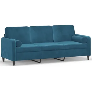 Pohovka Třímístná sametová pohovka modrá 198x77x80 cm