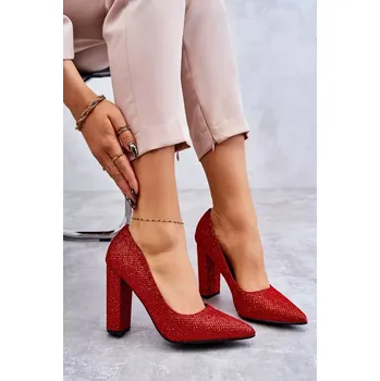 Dámské lodičky Lesklé lodičky Na červeném Podpatku Elmira 36