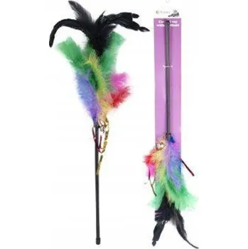 Hračka pro kočku Hračka pro kočky se šantou kočičí Zverky Hračka pro kočky Prut pero kohouta 50 cm