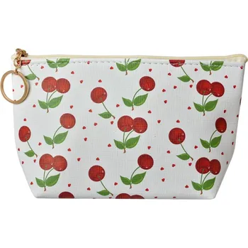 Kosmetická taška Bílá toaletní taška s třešněmi – 21x5x13 cm