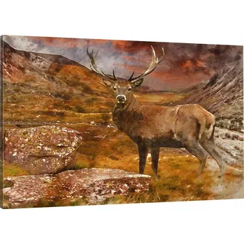 Obraz OBRAZ NA PLÁTNĚ JELEN AKVARELY 100x70 980 VZORŮ