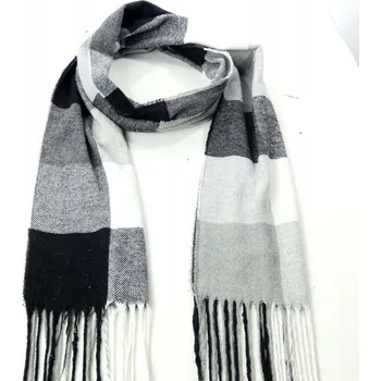 Šála Příjemný pánský šál černý s třásněmi dlouhý