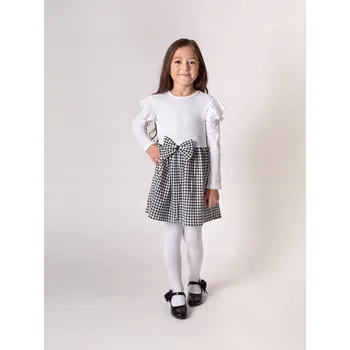 Dámské šaty Elegantní šaty s dlouhým rukávem pepitka Nicol, vel.