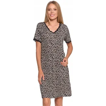 Košile Noční s krajkou z viskózy a vzorem s leopardím vzorem MORAJ M