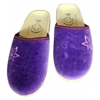 Dámské pantofle SANDÁLE PANTOFLE FIALOVÉ S VÝŠIVKOU MAXIMUS vel. 38