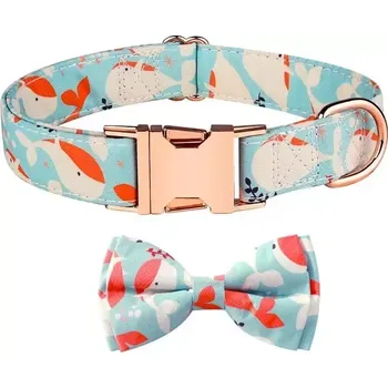 Obojek pro psa TopTechnology Doplňkový obojek pro domácí mazlíčky s odnímatelnou mašlí v barvě růžového zlata, velikost S 1.5x28-40cm (Oranžová velryba)