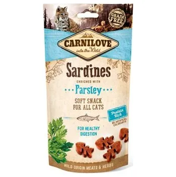 Pamlsek pro kočku Carnilove Cat Semi-Moist Snack Sardine&Parsley 50g