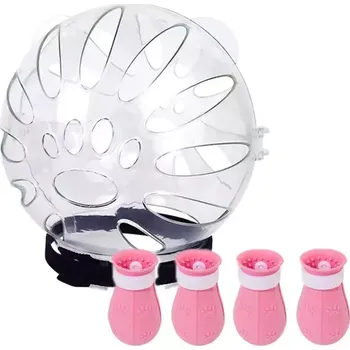 obojek pro kočku TopTechnology Obojek pro kočky Cat Space Hood Anti-Bite + druhá generace ochrany nohou, velký růžový