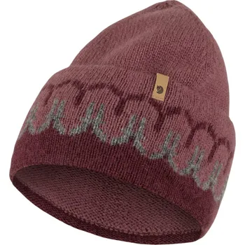 Čepice čepice zimní FJÄLLRÄVEN Övik Path Knit Beanie, Dark Garnet-Mesa Purple
