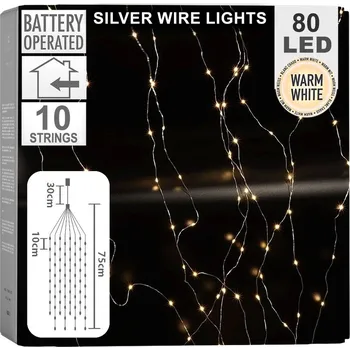 Vánoční dekorace Vánoční osvětlení na stromeček drátky 80 LED, 75 cm