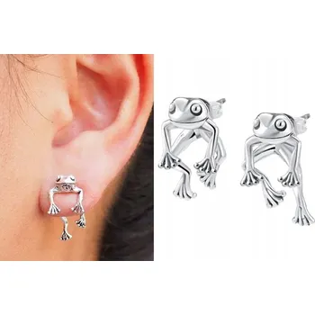 Náušnice Stříbrné náušnice Trusky se zirkonem ve tvaru žáby, stříbro 925, puzetka, 1,00 cm