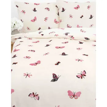 Povlečení Prodloužené povlečení mikroplyš Exclusive – Motýlci béžové