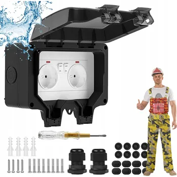 Elektrická zásuvka VENKOVNÍ ELEKTRICKÁ ZÁSUVKA ZAHRADNÍ VODOTĚSNÁ IP66 S VYPÍNAČEM