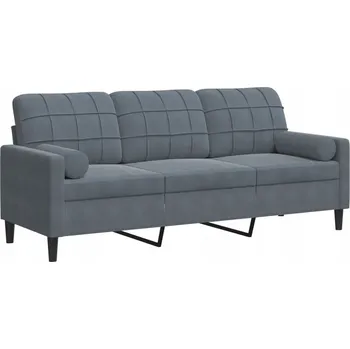 Pohovka Sametová pohovka pro 3 osoby, tmavě šedá, 197x77x80 cm