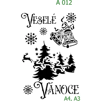 Plastová šablona pro malování - Vánoce - Veselé Vánoce (A012) - A3 , Nelepící folie