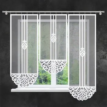 Závěs Žakárový panelový závěs s výšivkou a ažurovým spodním lemem – DecoraCut, bílý, 60 × 120 / 140 / 160 cm Velikost: 60 × 120 cm