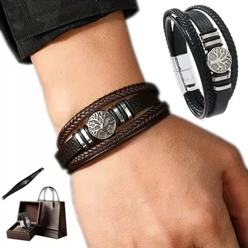 Náramek Pánský Náramek Kožený Titanový Italský Elegantní Náramek na ruku