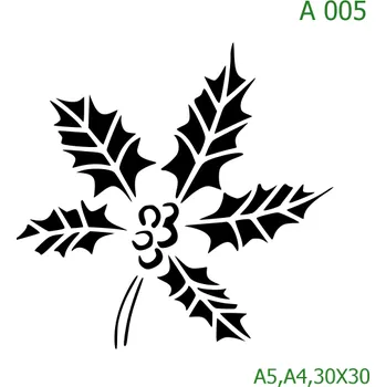 Plastová šablona pro malování - Vánoce - Cesmínový květ (A005) - A4 , Lepící fólie